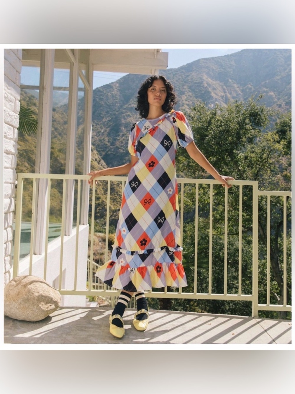 Lisa Says Gah Teagan Ruffle Dress - Cirque Argyle - NWT